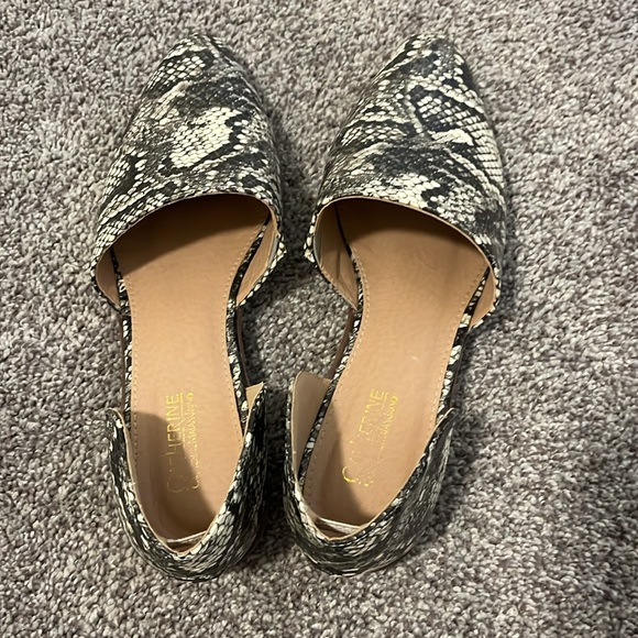 Catherine Malandrino Alaney Snakeskin D’Orsay Flats Size 8 - Picture 4 of 7